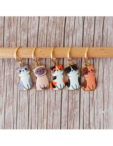 Conjunto de 5 marcadores de malha - Pequenos gatos manga