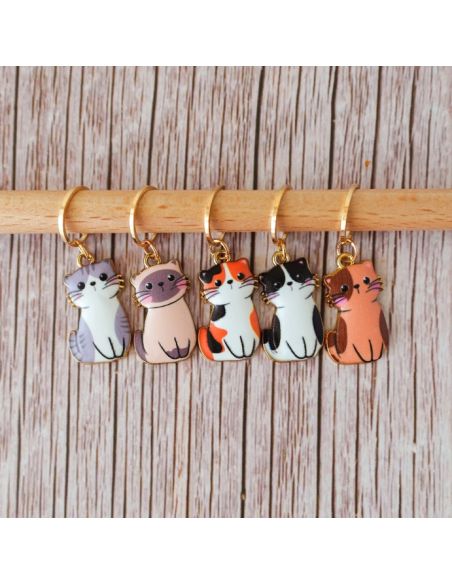 Conjunto de 5 marcadores de malha - Pequenos gatos manga