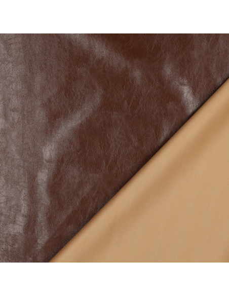 Tecido stretch brilhante imitação para vestuário - Marrom