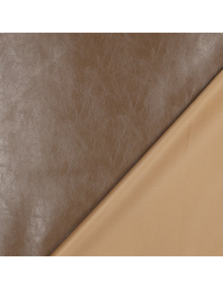 Tecido stretch brilhante imitação para vestuário - Sépia