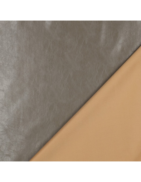 Tecido stretch brilhante imitação para vestuário - Taupe