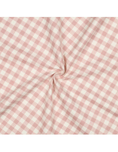 Tecido flanela xadrez grande - Rosa e cru