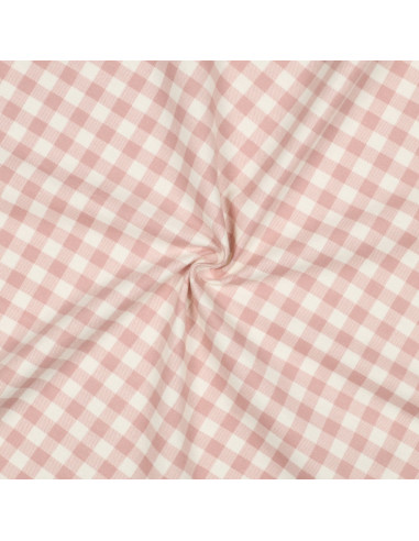 Tecido flanela xadrez grande - Rosa e cru