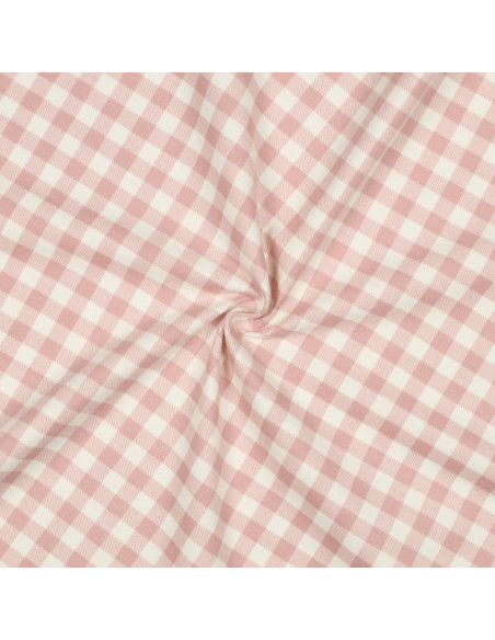 Tecido flanela xadrez grande - Rosa e cru