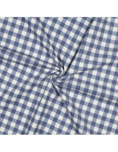 Tecido flanela xadrez grande - Azul e cru