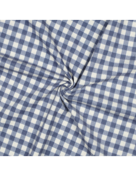 Tecido flanela xadrez grande - Azul e cru