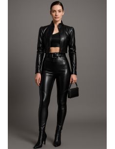 Tecido stretch brilhante semelhante para vestuário - Preto 2