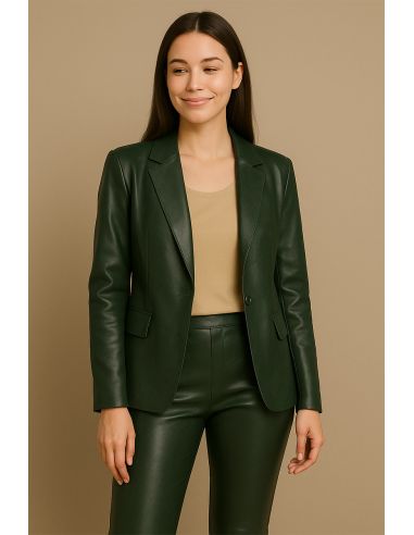 Tecido stretch brilhante imitação para vestuário - Verde inglês