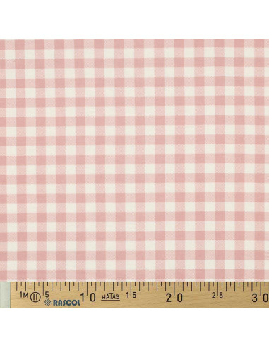 Tecido flanela xadrez grande - Rosa e cru