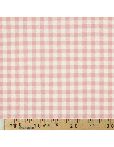 Tecido flanela xadrez grande - Rosa e cru