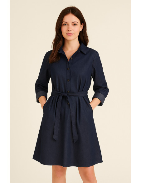 Tecido tencel denim - Azul escuro