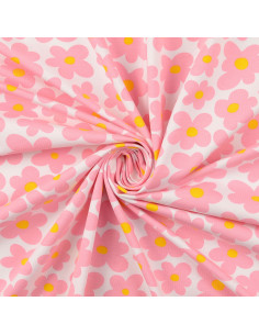 Tecido jersey flores - Rosa