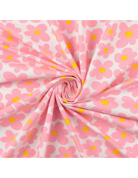 Tecido jersey flores - Rosa