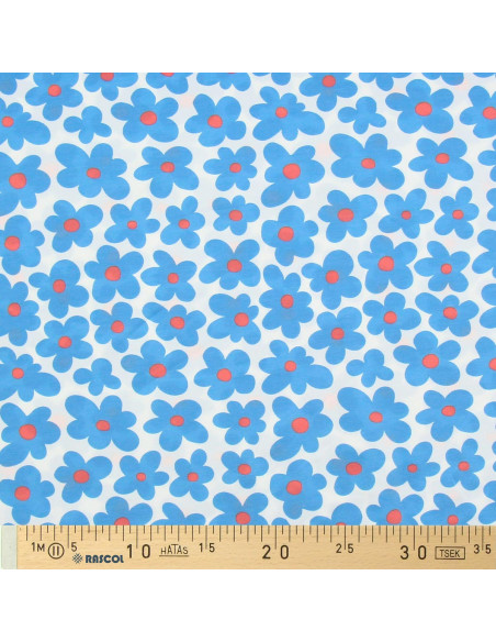 Tecido jersey flores - Azul