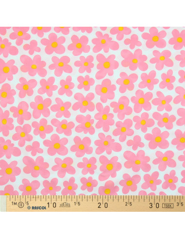 Tecido jersey flores - Rosa