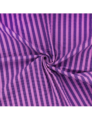 Tecido Seersucker com listras largas - Jacinto e roxo