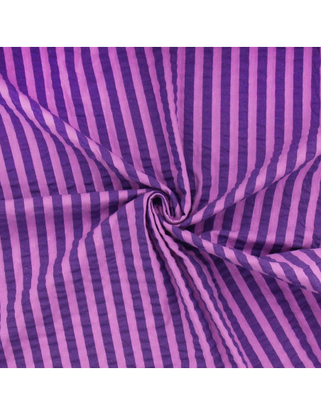 Tecido Seersucker com listras largas - Jacinto e roxo