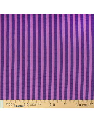 Tecido Seersucker com listras largas - Jacinto e roxo