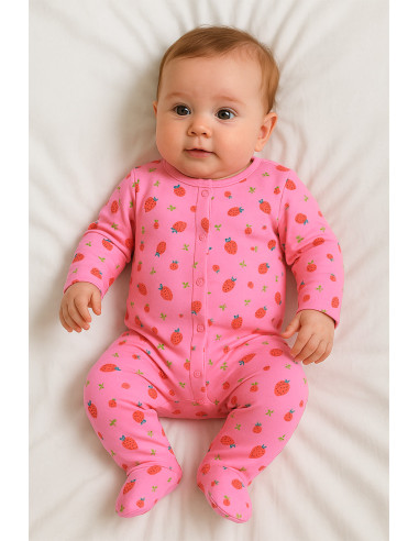 Tecido jersey Morangos - Rosa