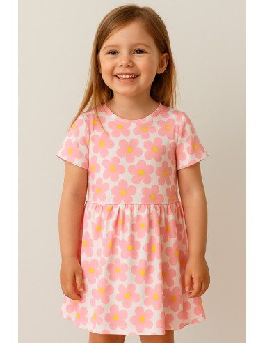 Tecido jersey flores - Rosa