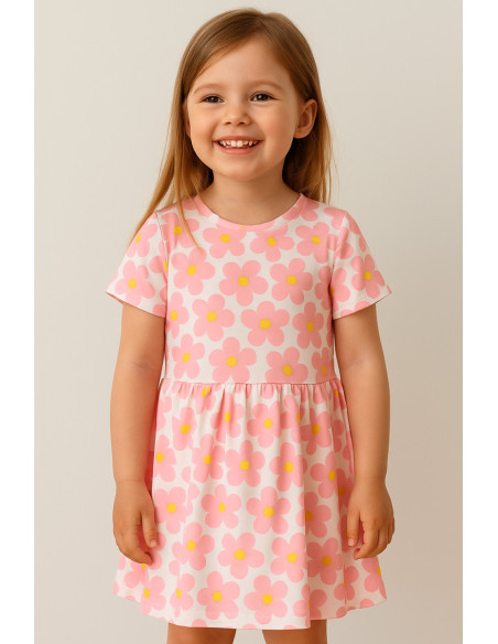 Tecido jersey flores - Rosa