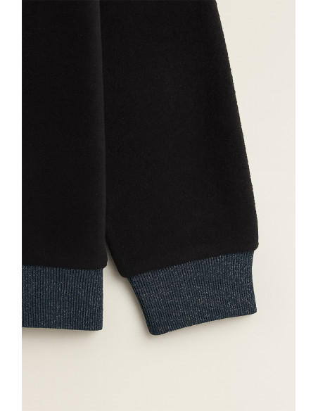 Tecido jersey rib lurex - Denim lurex prata