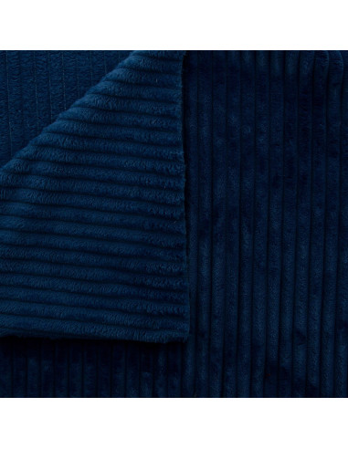 Tecido minky canelado grosso - Azul marinho