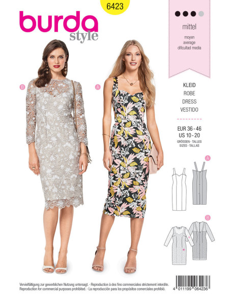 Molde de vestido - Burda 6423