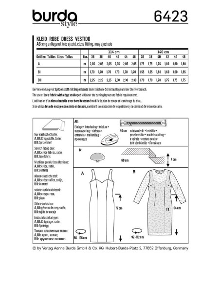 Molde de vestido - Burda 6423