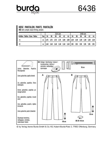 Molde de calça - Burda 6436