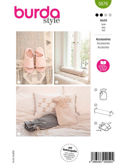 Padrão de capa e pantufas - Burda 5676