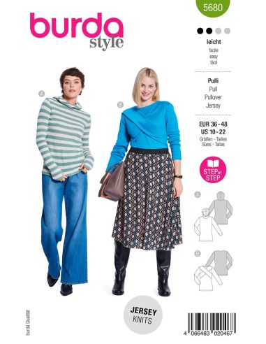 Molde de suéter e camiseta - Burda 5680