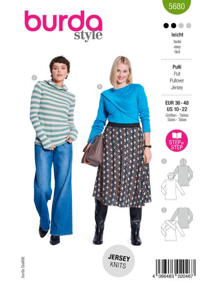 Molde de suéter e camiseta - Burda 5680