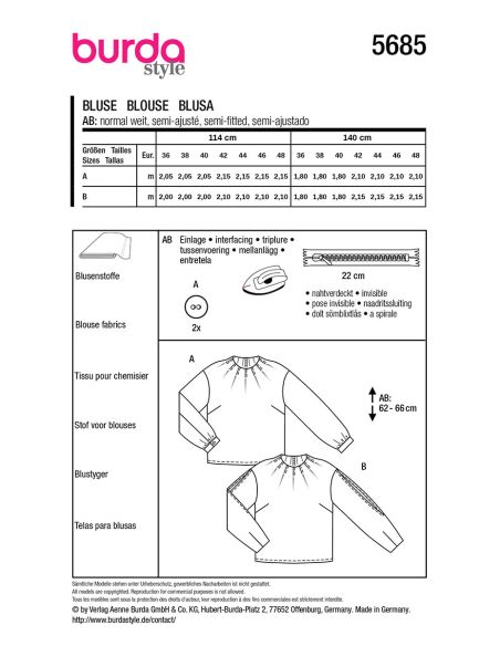 Molde de blusa - Burda 5685