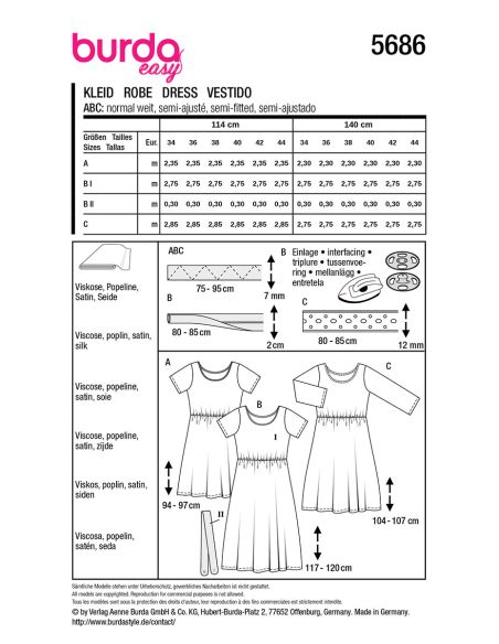 Molde de vestido - Burda 5686
