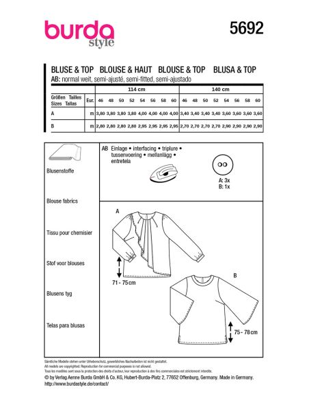 Molde de blusa - Burda 5692