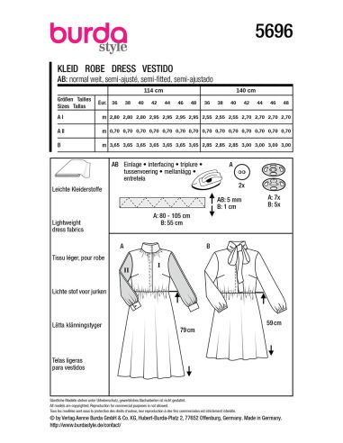 Molde de vestido - Burda 5696