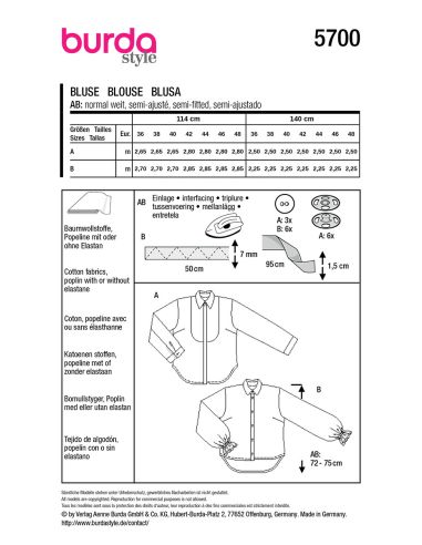 Molde de blusa - Burda 5700