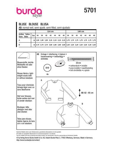 Molde de blusa - Burda 5701