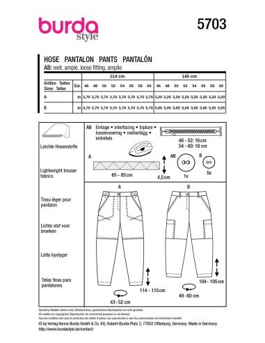 Molde de calça - Burda 5703