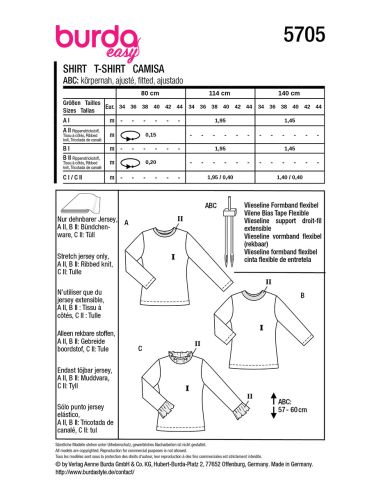 Molde de T-shirt - Burda 5705
