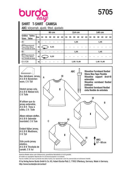Molde de T-shirt - Burda 5705