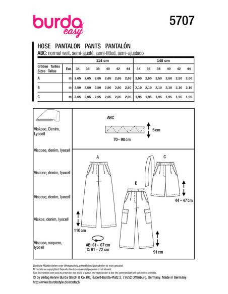 Molde de calça - Burda 5707