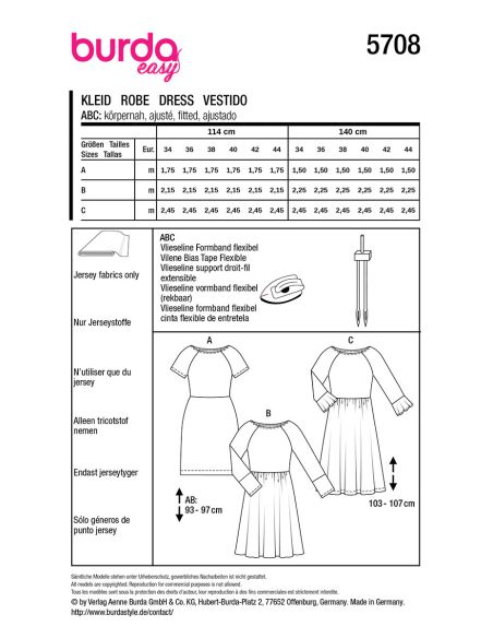Molde de vestido - Burda 5708