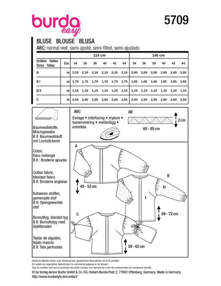 Molde de blusa - Burda 5709