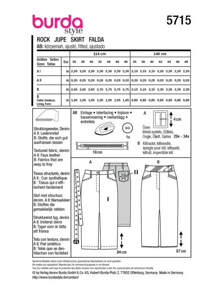 Molde de saia - Burda 5715
