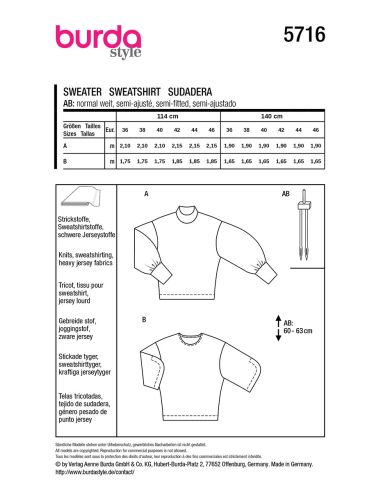 Molde de sweatshirt - Burda 5716