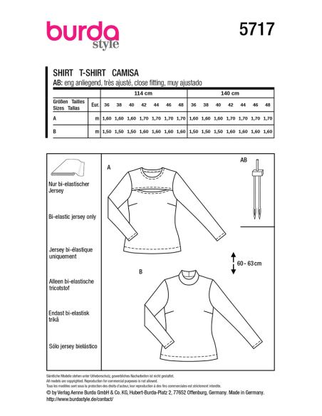 Molde de T-shirt - Burda 5717