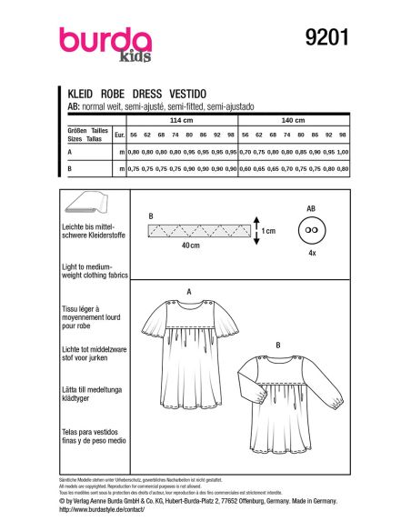 Molde de vestido - Burda 9201