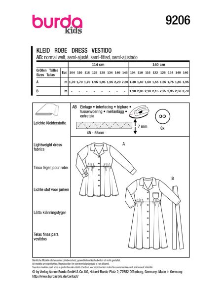 Molde de vestido - Burda 9206